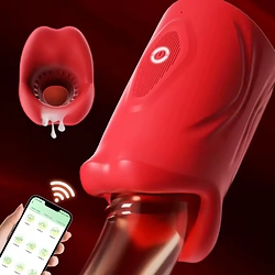 Masturbador Masculino Recarregável em Silicone com 9 Vibrações e Controle por APP Vermelho
