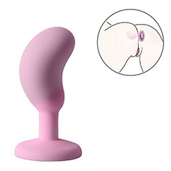 Foto do Produto Plug Anal Joia em Silicone (Toque Aveludado) Formato de Feij�o 9,3 x 3cm Rosa