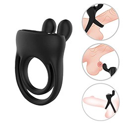 Foto do Produto Anel Peniano e Escrotal Recarregável em Silicone com 9 Vibrações Rabbit Preto