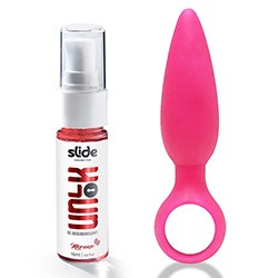 Kit Gel para Sexo Anal Dessensibilizante Unlok 15ml + Mini Plug Silicone Intensive 7 x 2,5cm Pink