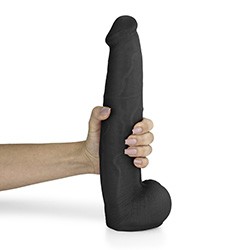 Foto do Produto Pênis Realístico com Escroto Jiboia - Dildo em PVC Flexível 31x6cm Preto