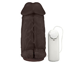 Foto do Produto Pênis Realístico Flexível Duplo Super Amigos com Vibrador e Ventosa 18 x 7,5cm Marrom