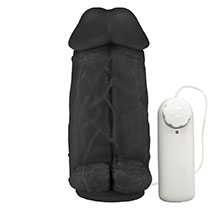 Foto do Produto Pênis Realístico Flexível Duplo Super Amigos com Vibrador e Ventosa 18 x 7,5cm Preto