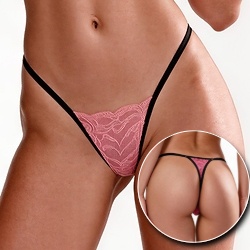 Calcinha String Fio Dental Sensual Sexy em Renda com Regulagem Rosa
