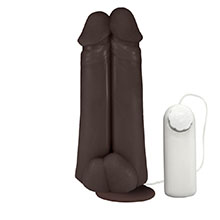 Foto do Produto Pênis Realístico Flexível Duplo Amigos com Vibrador e Ventosa 18 x 6cm Marrom