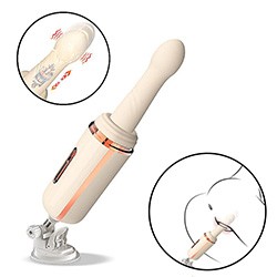 Máquina de Sexo Recarregável em Silicone com 7 Vibrações, Vai e Vem, Aquecimento e Ventosa Branco