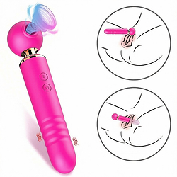 Vibrador Feminino Recarregável em Silicone 3 em 1 - 10 Modos de Pulsação, Vai e Vem e Tapping Pink