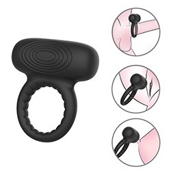 Anel Peniano com Vibrador Recarregável em Silicone Toque Aveludado com 10 Vibrações Mark Preto