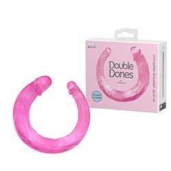 Pênis Realístico Duas Pontas em Jelly Havaiano 42 x 3,5cm Rosa