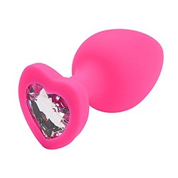 Foto do Produto Plug Anal Joia em Silicone - Plug �ntimo para Iniciante Tamanho M Base de Seguran�a Cora��o Pink