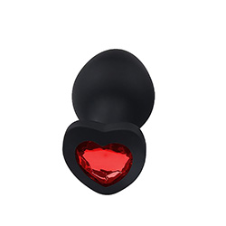 Foto do Produto Plug Anal Joia em Silicone - Plug �ntimo para Iniciante Tamanho M Base de Seguran�a Cora��o Preto