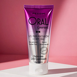 Gel para Sexo Oral que Aquece Beijável Oral Gourmet Aroma e Sabor Vinho com Leite Condensaddo 45g