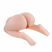 Masturbador Vagina e Ânus, 2 Vibradores em Cyberskin Formato de Uma Mulher de 4 Bege