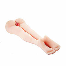 Masturbador Vagina e Ânus, 2 Vibradores em Cyberskin Formato de Meio Corpo de Uma Mulher Bege